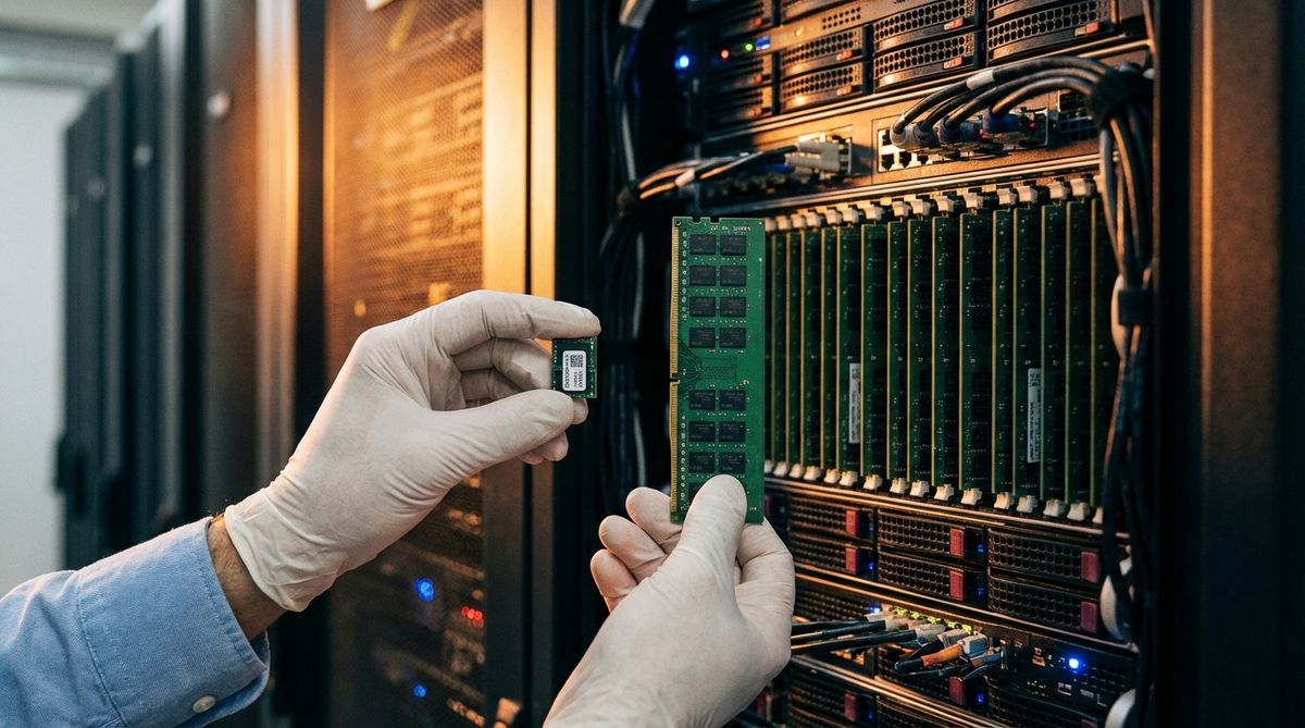 Größenvergleich SOCAMM2-Modul und herkömmliches RDIMM