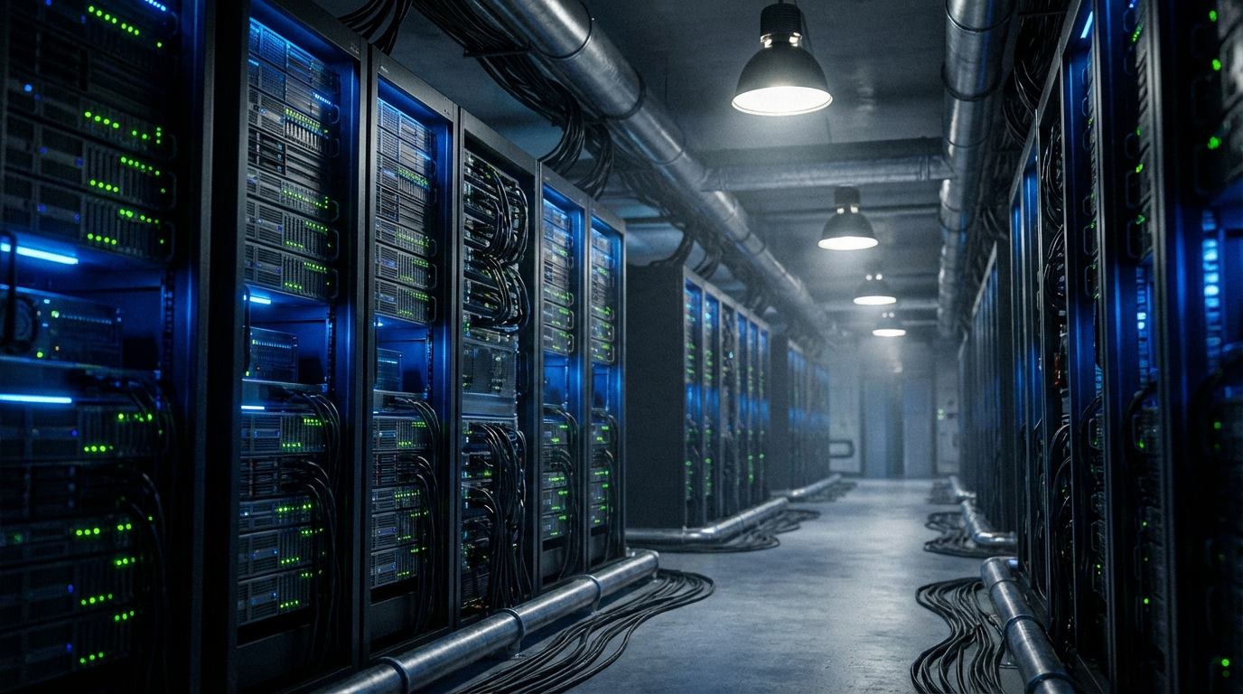 Rechenzentrums-Rack mit dichter Computing-Hardware