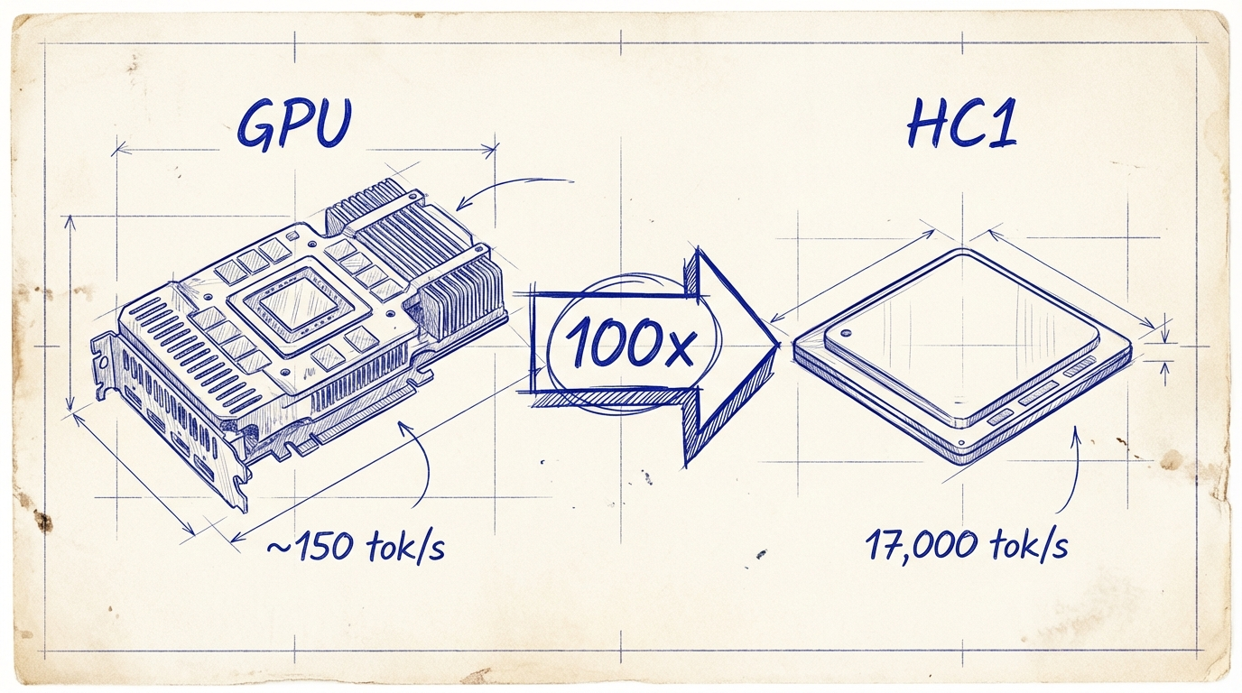 Geschwindigkeitsvergleich: GPU mit 150 Tokens/s vs. HC1 mit 17.000 Tokens/s